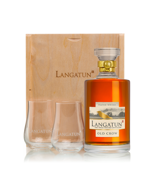 Langatun - Old Crow - Single Malt Whisky - in Holzbox mit 2 Gläsern - 46% - 50cl