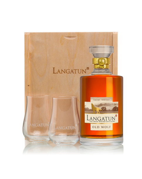 Langatun - Old Wolf - Single Malt Whisky - in Holzbox mit 2 Gläsern - 46% - 50cl