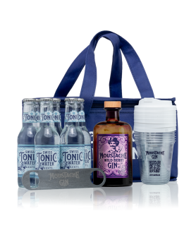 Moustache Gin Tonic Kühltasche - Wild Berry Gin - 43% - 50cl - Inkl. 6x 20cl Swiss Tonic Mit Becher Und Flaschenöffner
